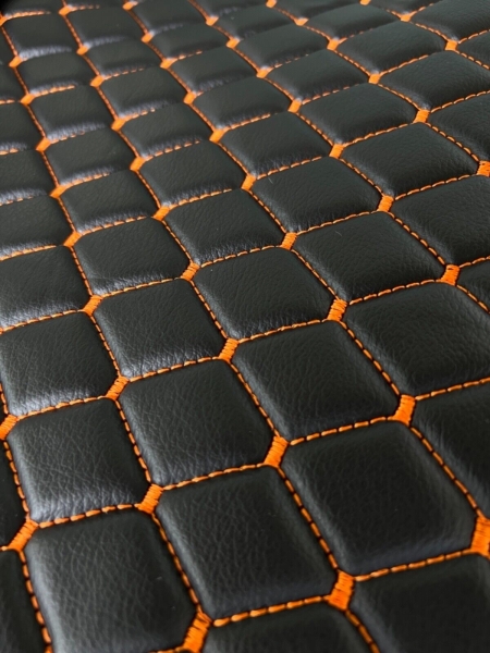 Black with neon orange stitching
